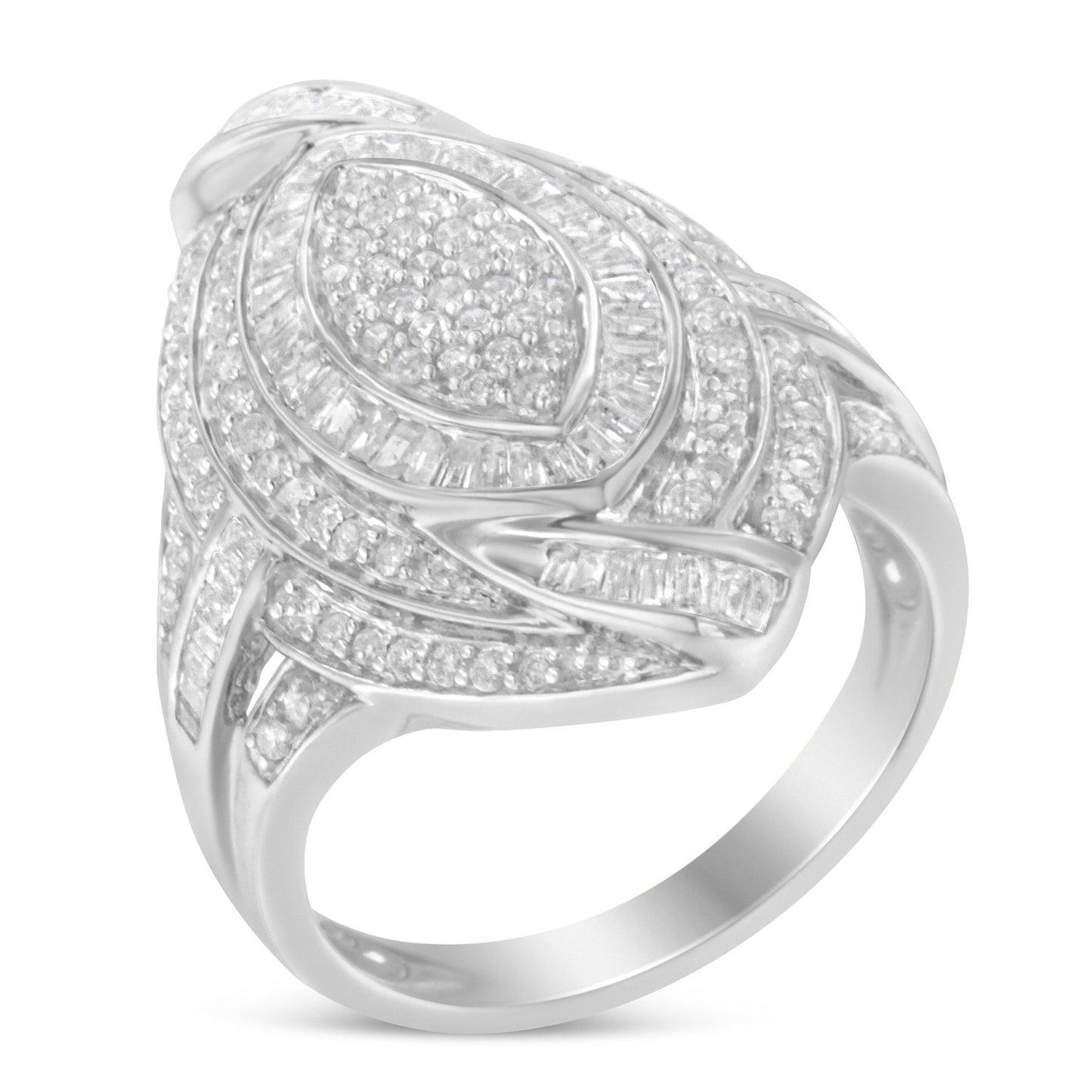 Anillo de triple halo de clúster marquise de diamantes en plata esterlina .925 - Talla 6