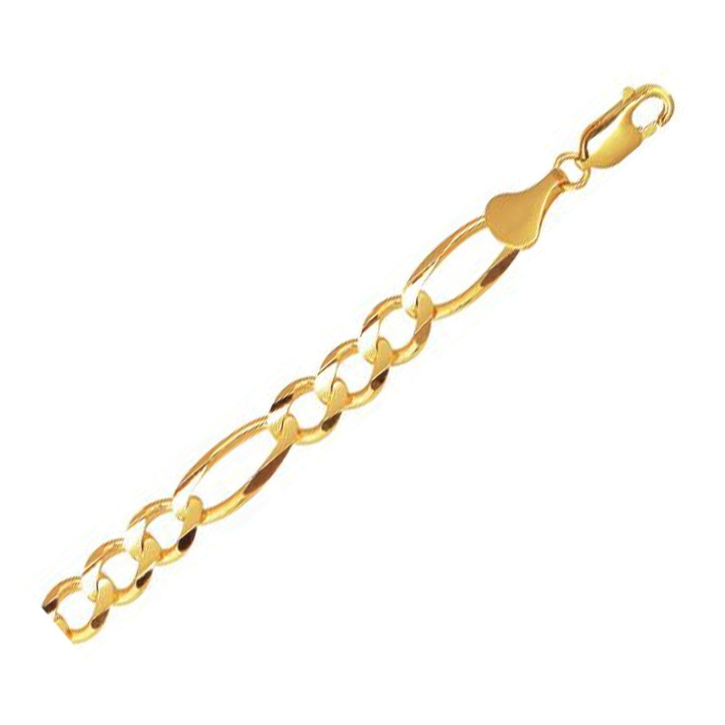 Pulsera Figaro Sólida de Oro Amarillo de 10k