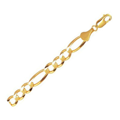Pulsera Figaro Sólida de Oro Amarillo de 10k