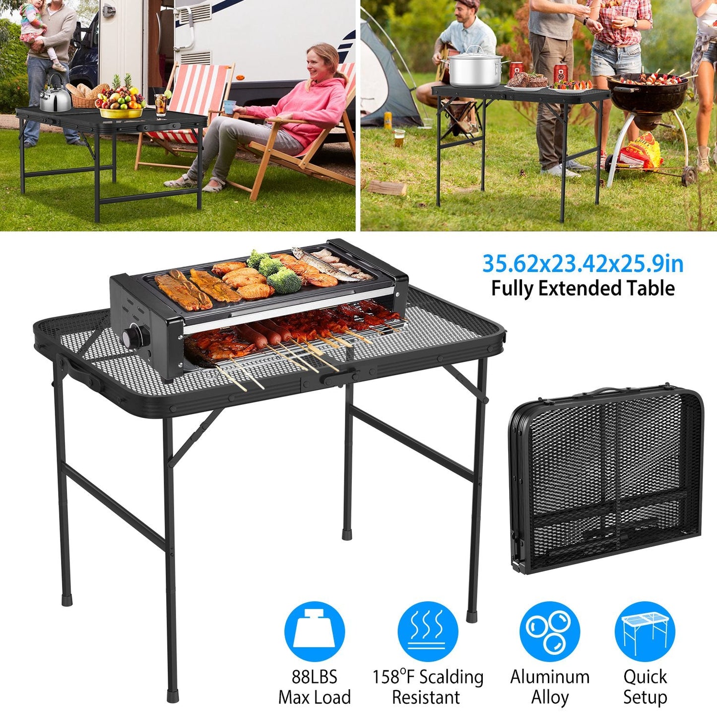 Table de Camping Pliable GBruno - Polyvalente et Portable
