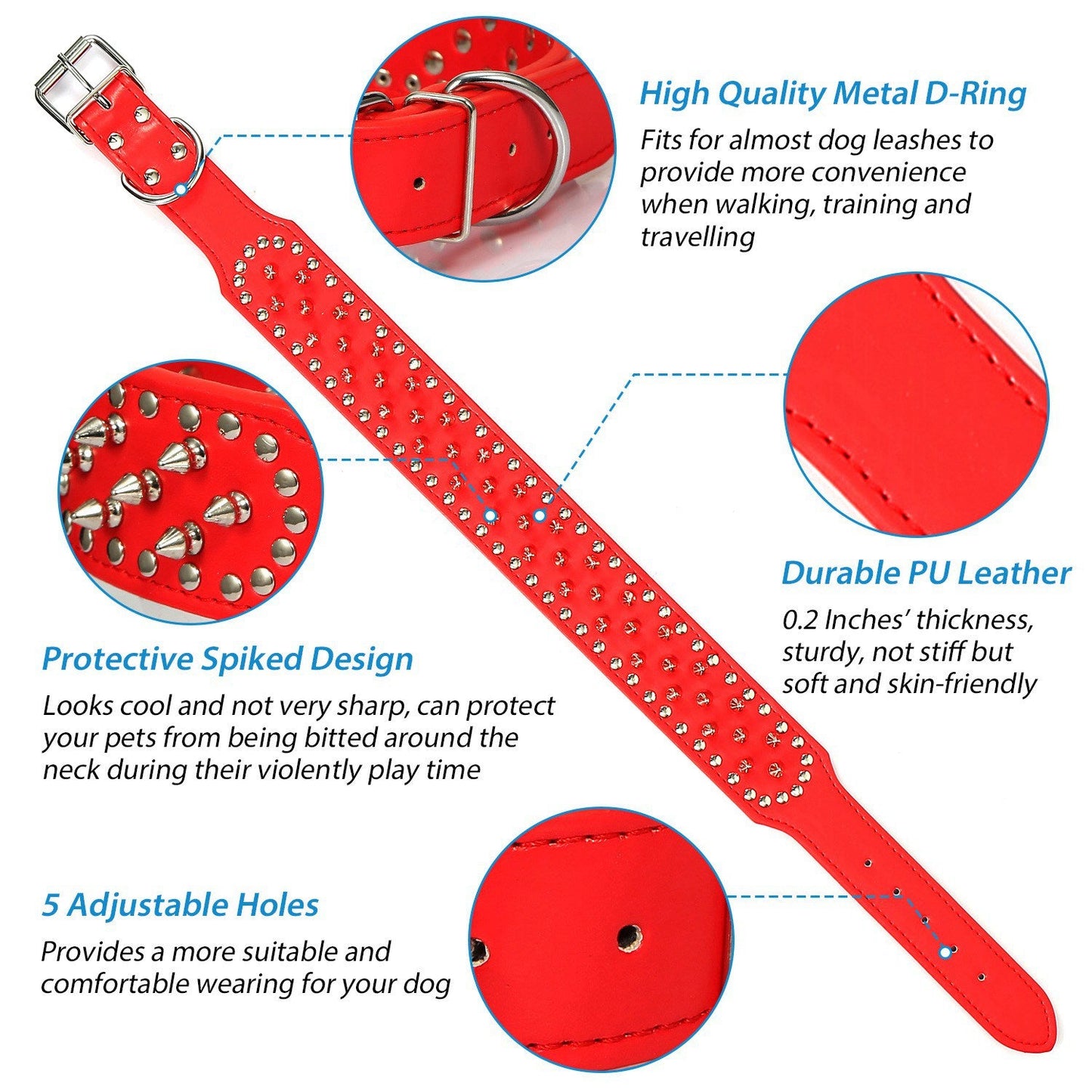 GBruno Premium Spiked Leather Dog Collar