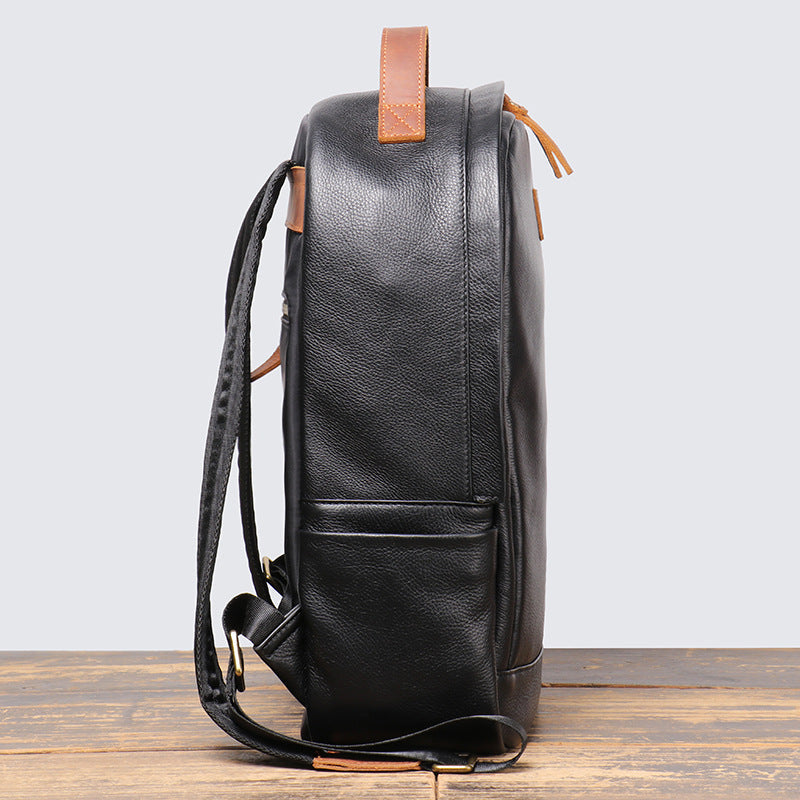 Men's Genuine Leather Top Grain Cowhide Travel Backpack