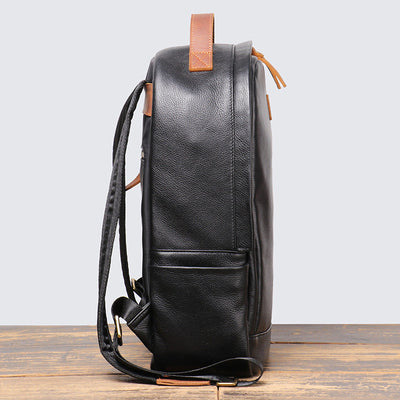 Men's Genuine Leather Top Grain Cowhide Travel Backpack
