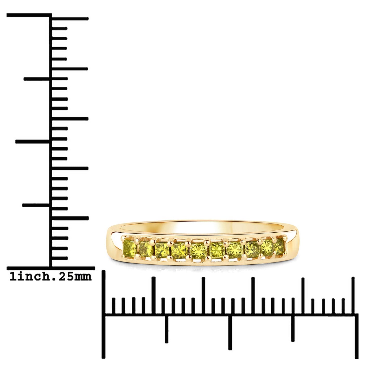 Anillo de Compromiso de Diamante Amarillo Genuino de 0.27 Quilates en Oro Amarillo de 14K