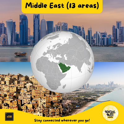 Middle East eSIM Internet Data Plan for 13 Areas
