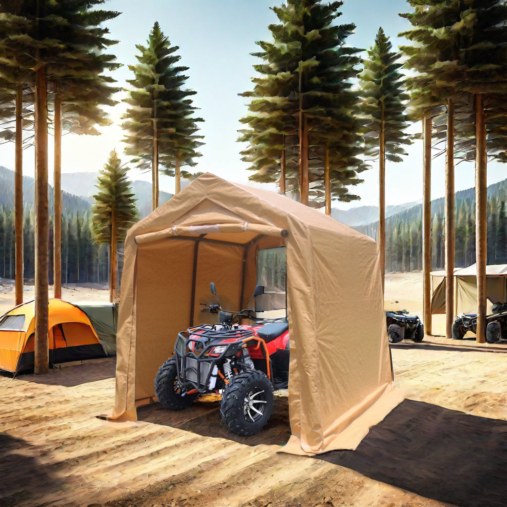 7x12ft Portable Gazebo Storage Shelter with Roll-Up Doors