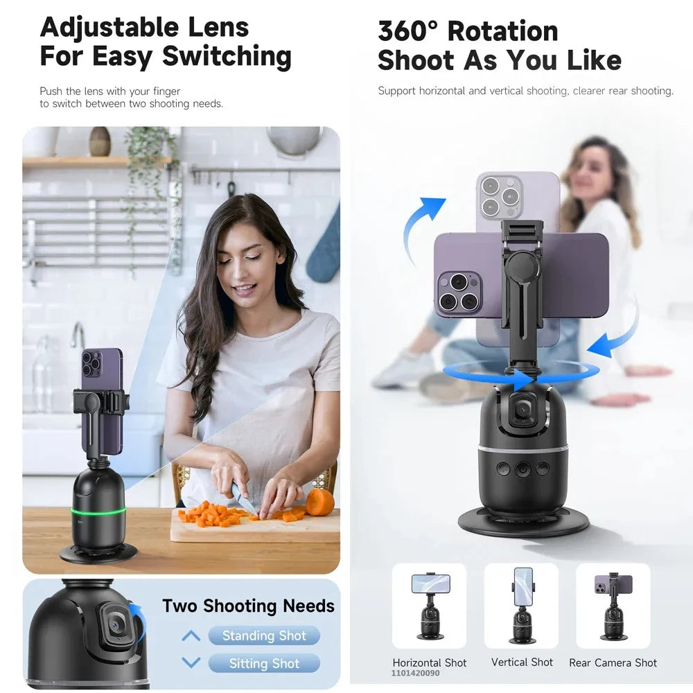 P03 Gimbal Intelligent AI avec Suivi Automatique de Visage à 360° pour Smartphones