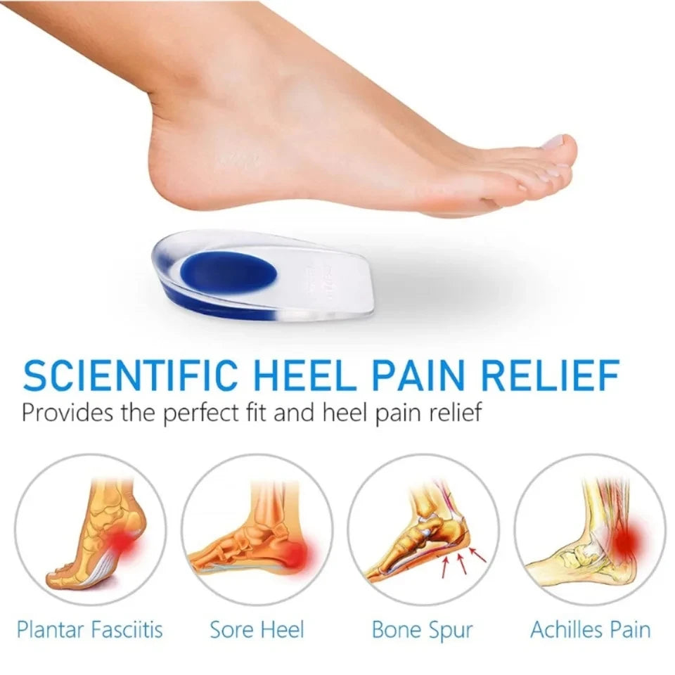 1pair Soft Silicone Gel Lnsoles Men Women TransparentRelieve Foot Pain Heel Lnsoles Foot Massager CareShoe Pad Foot Care Tool - Korvel