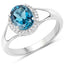 Bague en argent sterling avec topaze bleue de Londres et topaze blanche de 2,13 carats