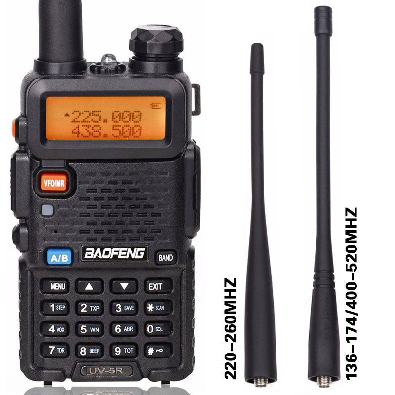 BaoFeng BF-UV5R Tri-Band Walkie Talkie 136-174Mhz 220-260Mhz/400-520Mhz+2 AntennaTwo Way Amatuer Portable ham Radio up of UV-5R - Korvel