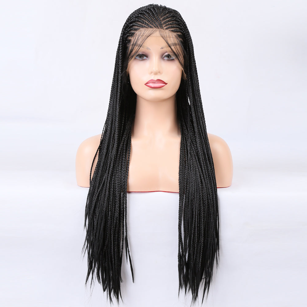 Peluca trenzada de encaje frontal premium para mujeres negras