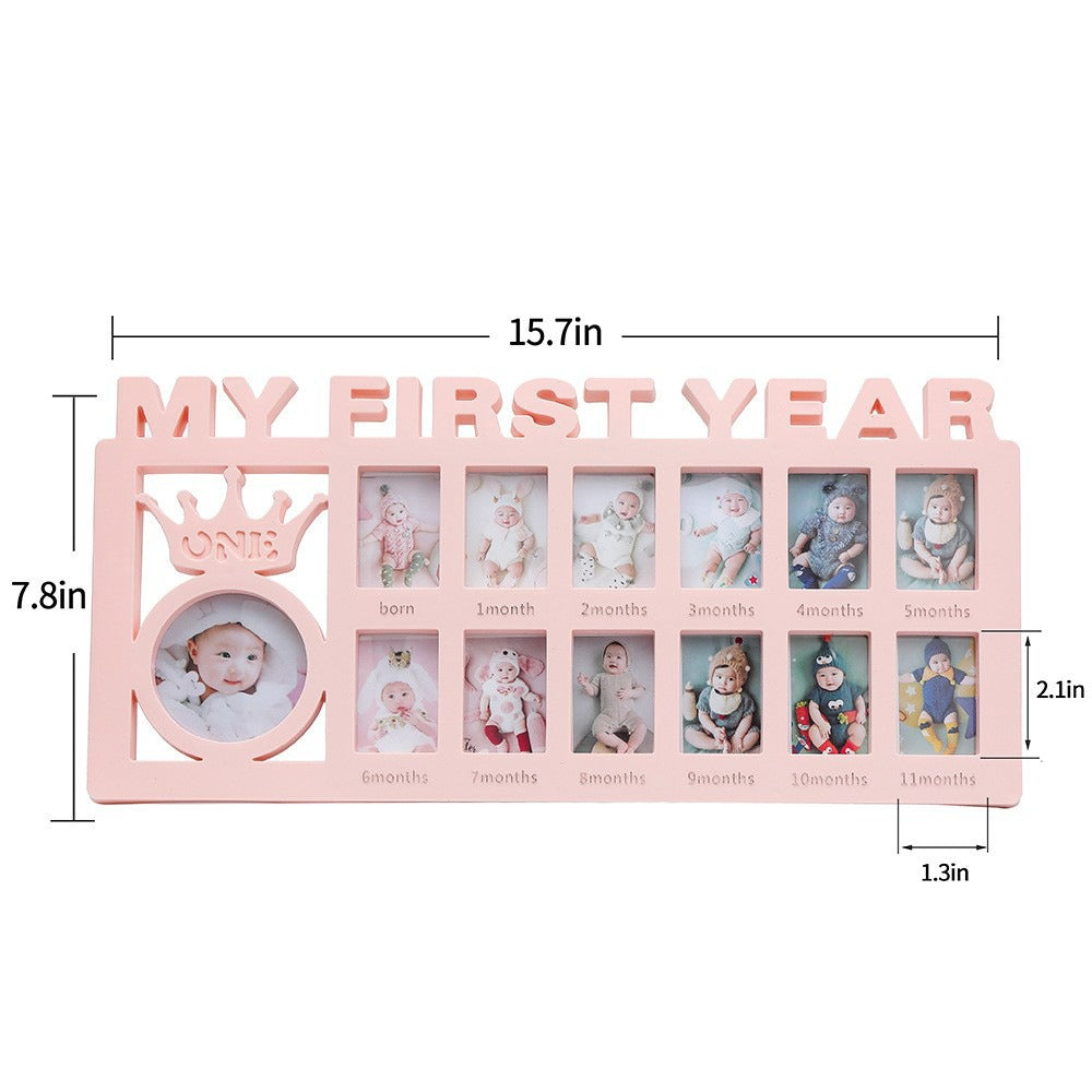 Newborn baby's 12 month growth record creative Korean style combination photo frame - Korvel
