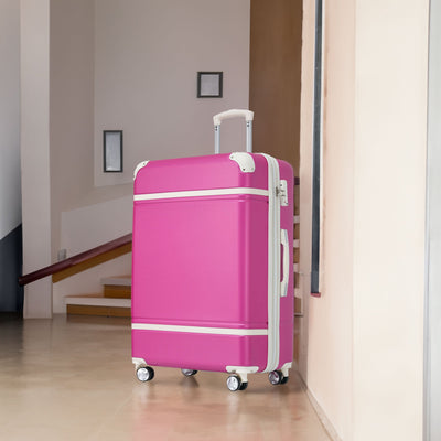 24 IN Luggage 1 Piece with TSA lock , Expandable Lightweight Suitcase Spinner Wheels, Vintage Luggage,Pink - Korvel