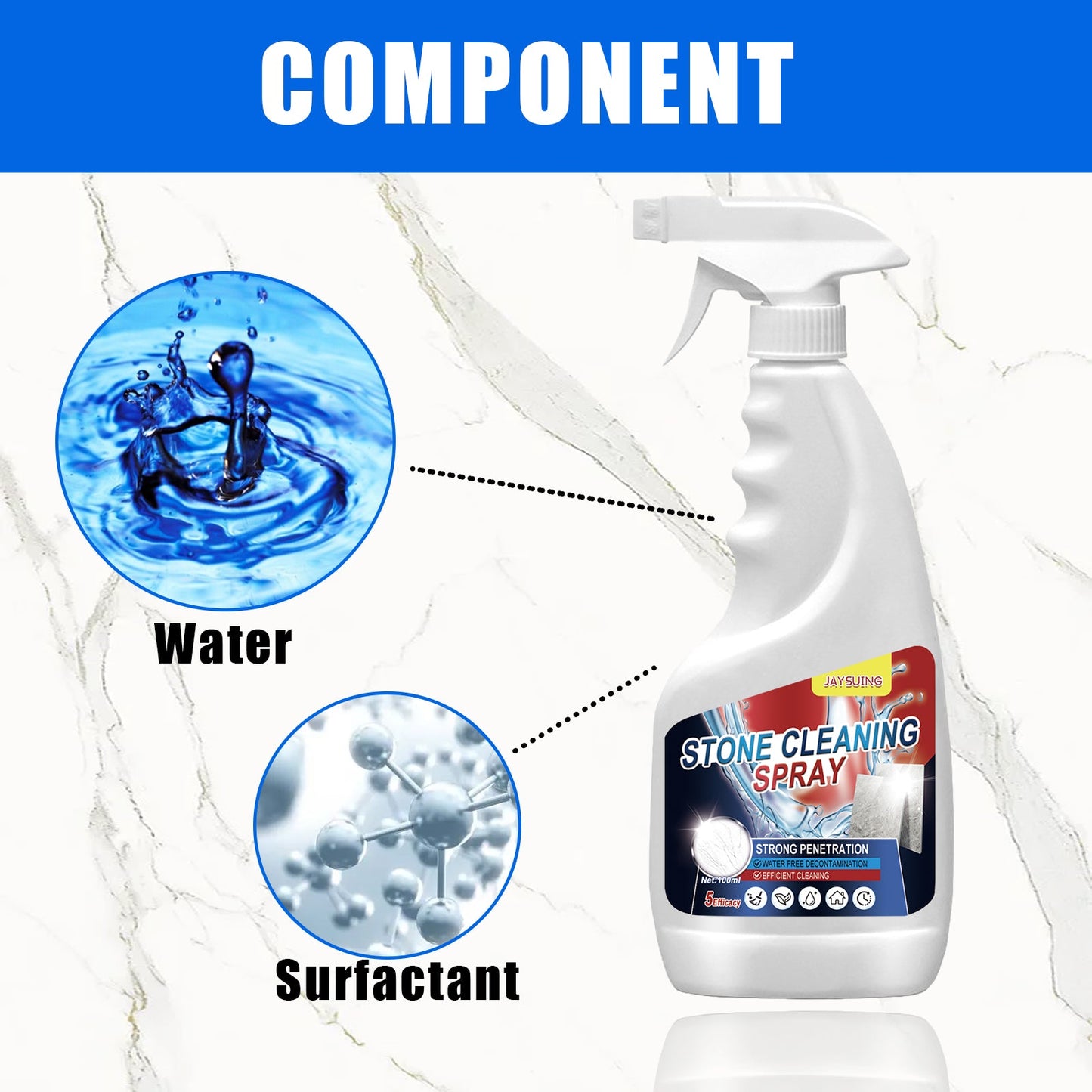 Stone Cleaning Spray, Domestic Kitchen Marble Tile Decontamination Repair Scratch Cleaner - Korvel