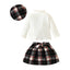 ma&baby Toddler Girls Knit Outfit Set with Plaid Skirt