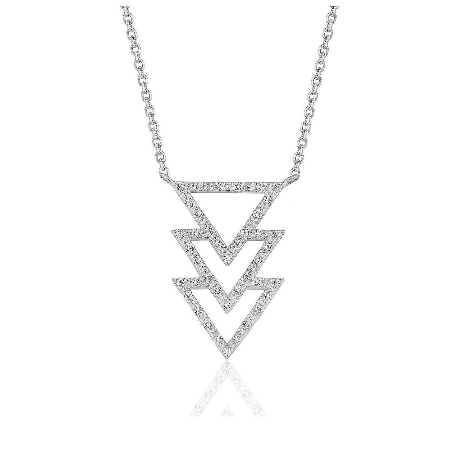 Pendentif Triple Triangle en Diamant en Or Blanc 14k