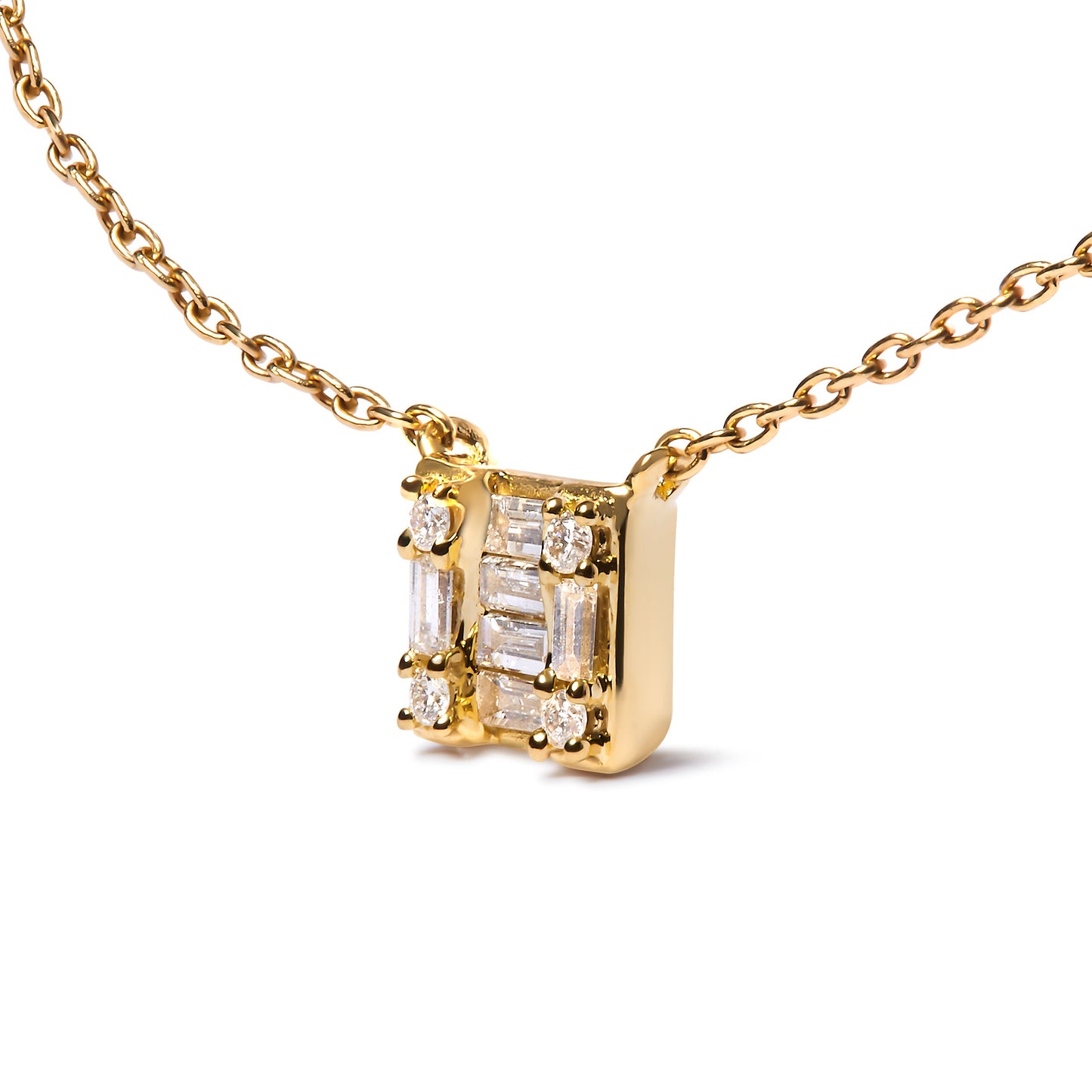 10K Yellow Gold Diamond Mosaic Pendant Necklace - 18"