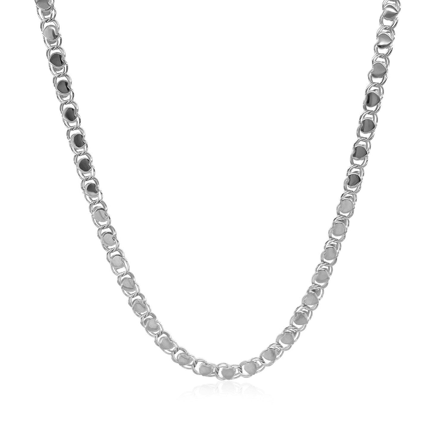 Collar de Cadena en Oro Blanco de 14k con Corazón - 2.9mm