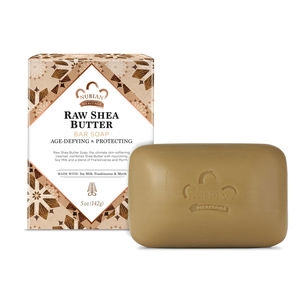 Jabón en Barra de Manteca de Karité Cruda y Mirra de Nubian Heritage, 5 Oz