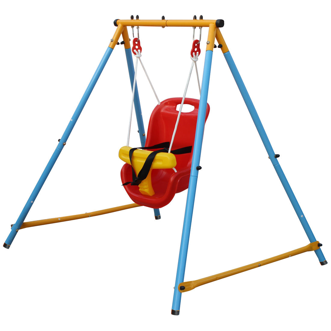 Baby Toddler Indoor/Outdoor Metal Swing Set with Safety Belt for Backyard - Korvel