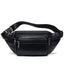 Men's sheepskin waist bag outdoor black mobile phone sheepskin bag leisure sports crossbody chest bag - Korvel