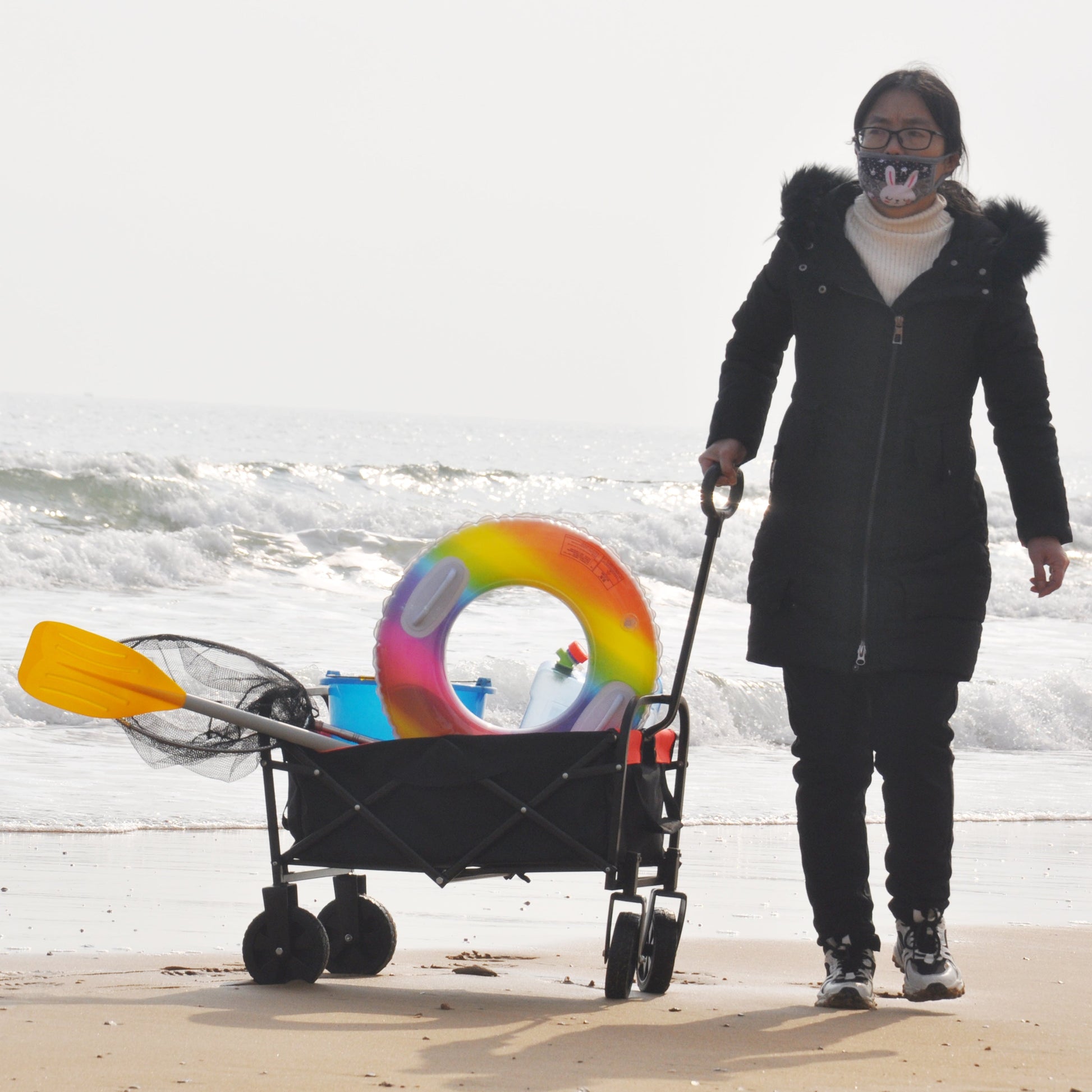 Folding Wagon Garden Shopping Beach Cart - Korvel