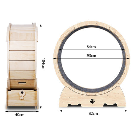Cat Exercise Wheel for Indoor Cats, Cat Running Wheel with Carpeted Runway 37" Natural Wood Color - Korvel