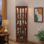 Corner Curio Cabinet with 5 Shelves and Lighting System, Walnut(E26 light bulb not included) - Korvel