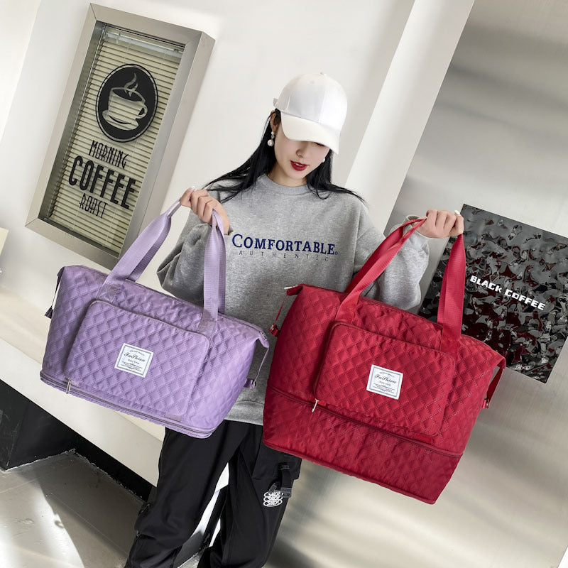 Foldable Travel Duffle Bag with Rhombus Design