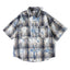 Tie dye printed plaid wide cut shirt - Korvel
