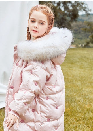 Children's Thickened Korean Style Down Jacket with Fur Collar