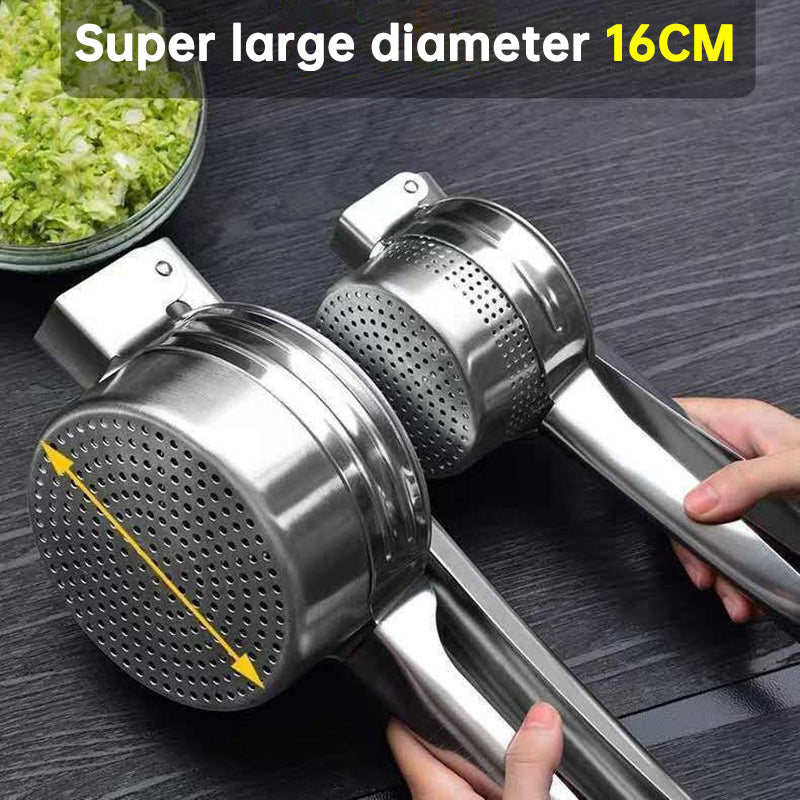 Squeezer Stainless Steel Manual Juicer Household Vegetable Filling Dehydration Large Practical And Creative Potato Mashing - Korvel