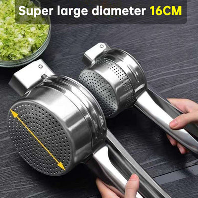 Squeezer Stainless Steel Manual Juicer Household Vegetable Filling Dehydration Large Practical And Creative Potato Mashing - Korvel