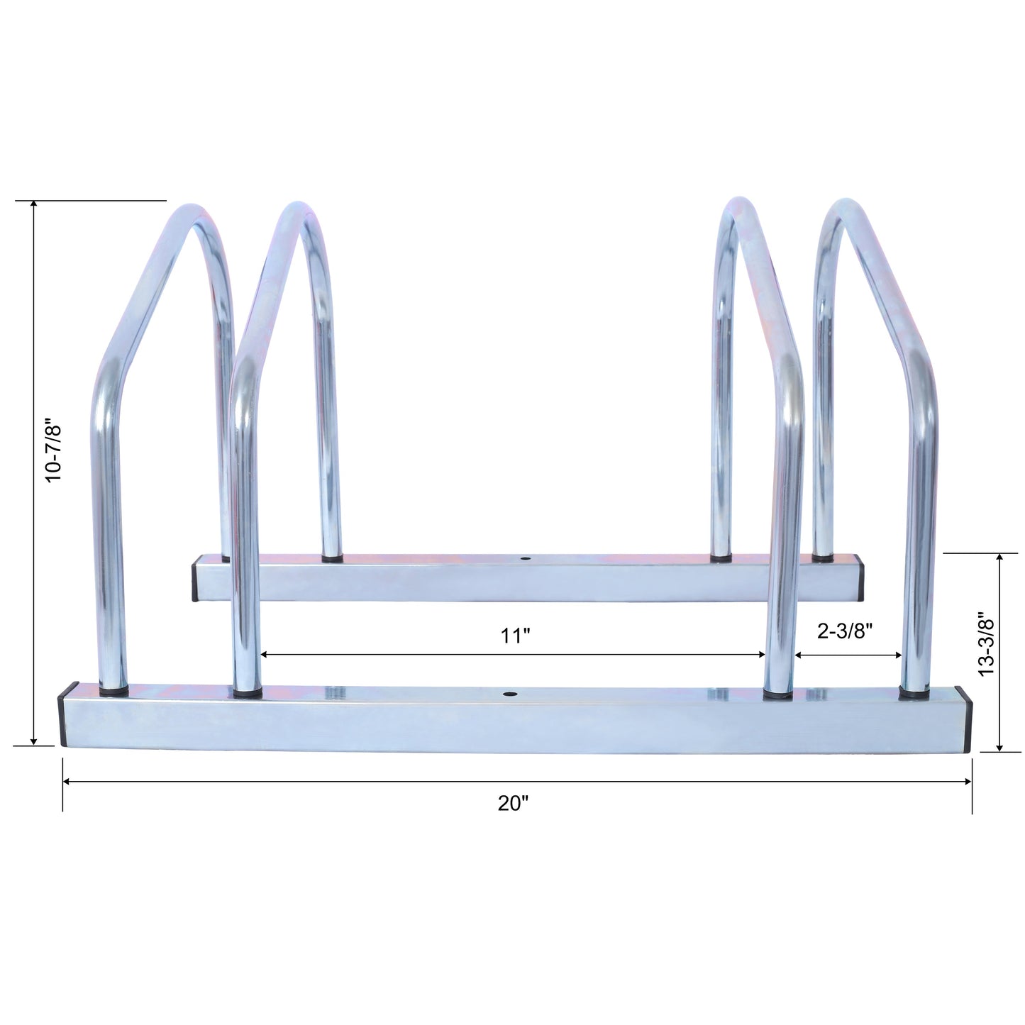 2 bicycle ground bike parking racks 22-28 inch wheel supports, maximum tire width 2.15 inches, galvanized - Korvel