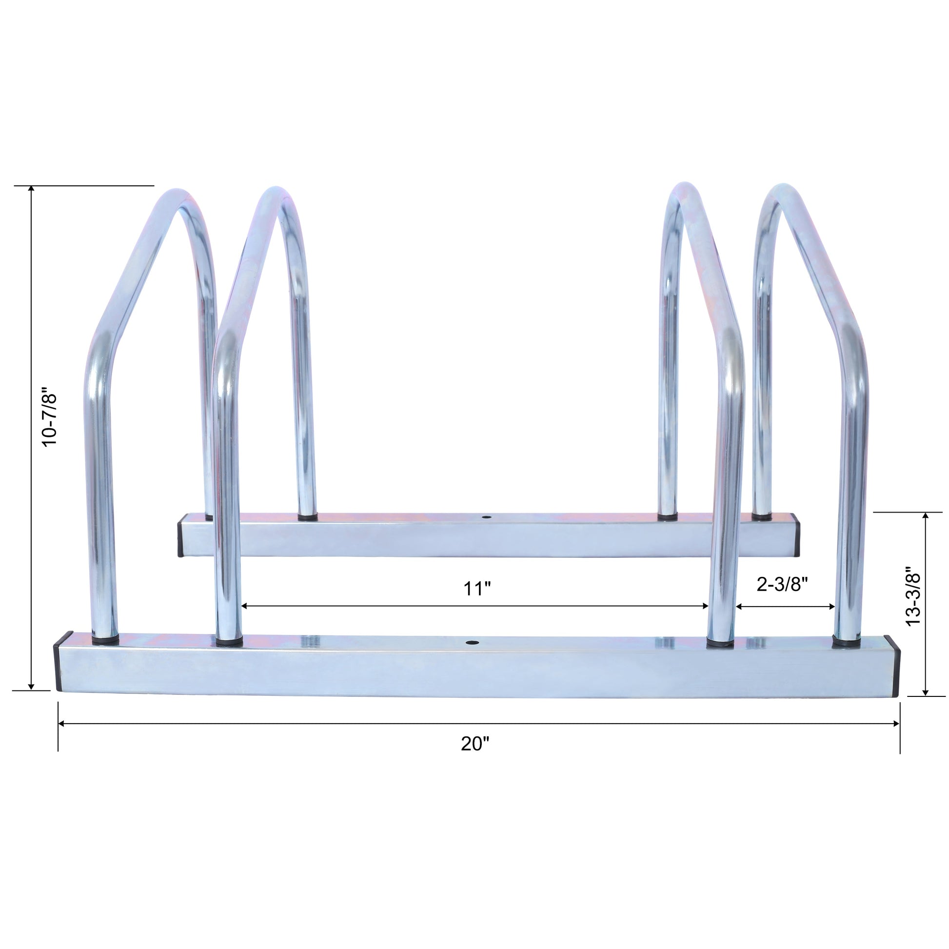 2 bicycle ground bike parking racks 22-28 inch wheel supports, maximum tire width 2.15 inches, galvanized - Korvel