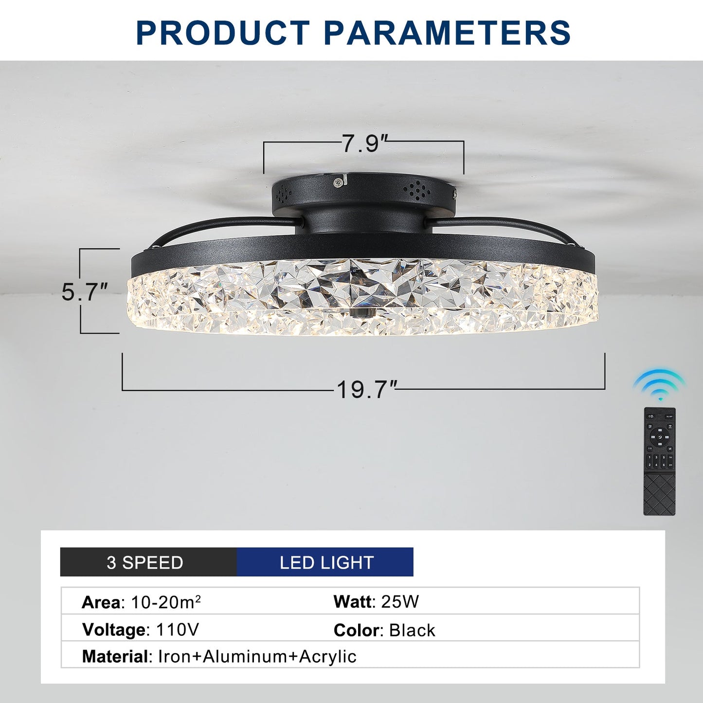 Ceiling Fan with Lights Dimmable LED - Korvel