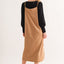 Chic Faux Suede Slit Midi Dress – Elegant Cami Dress for Every Occasion - Korvel