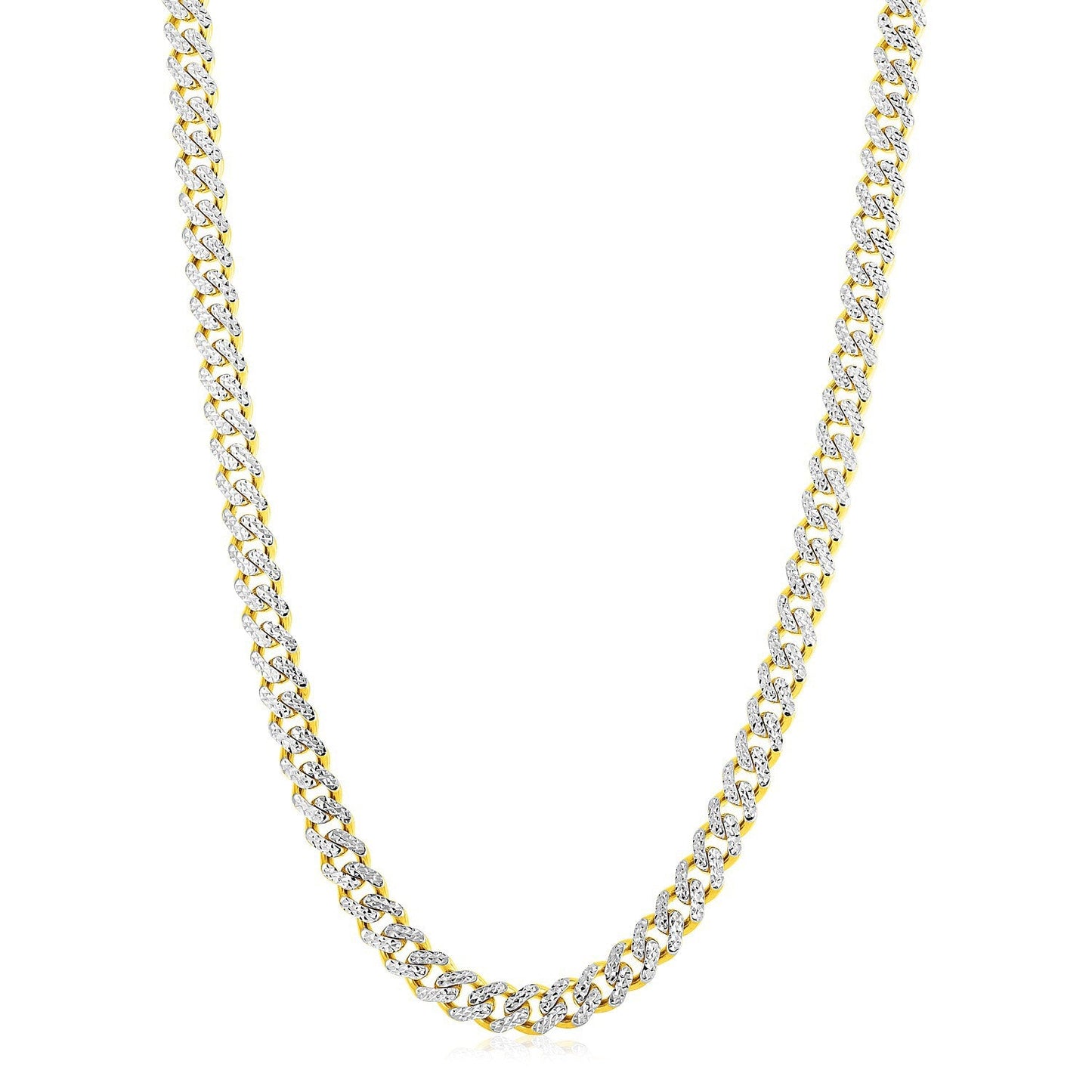 14k Yellow Gold White Pave Modern Lite Miami Cuban Chain (8.0mm)