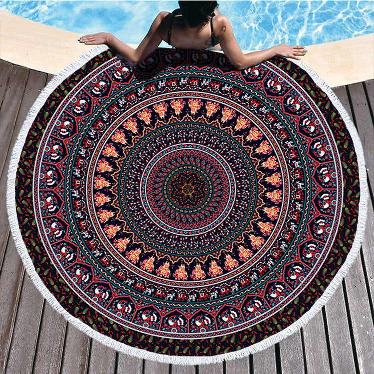 Round Printed Microfiber Beach Towel