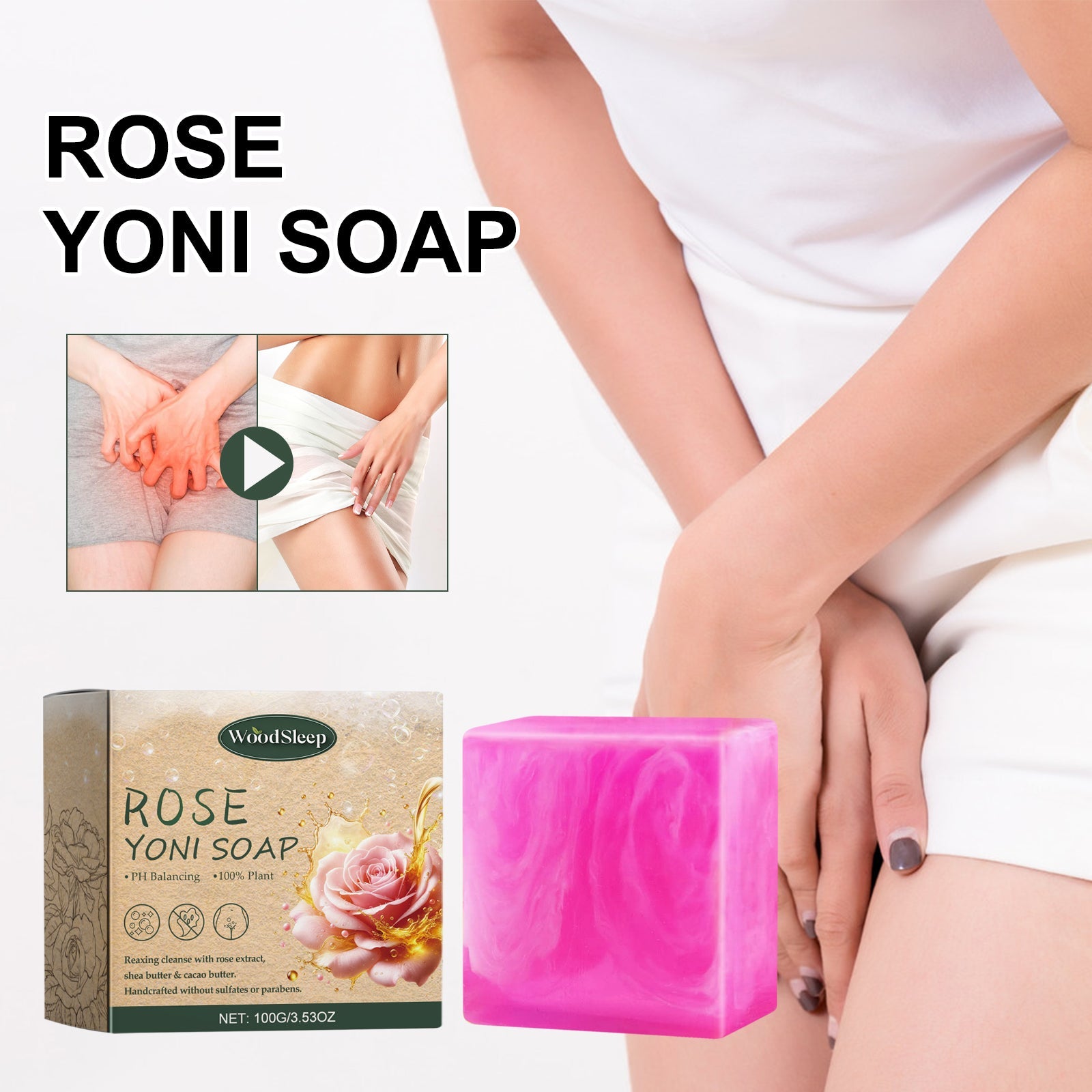 Rose Scented Soap, Women's Skin Care Bath Clean Odors Relieve Body Discomfort Relieve Itching - Korvel