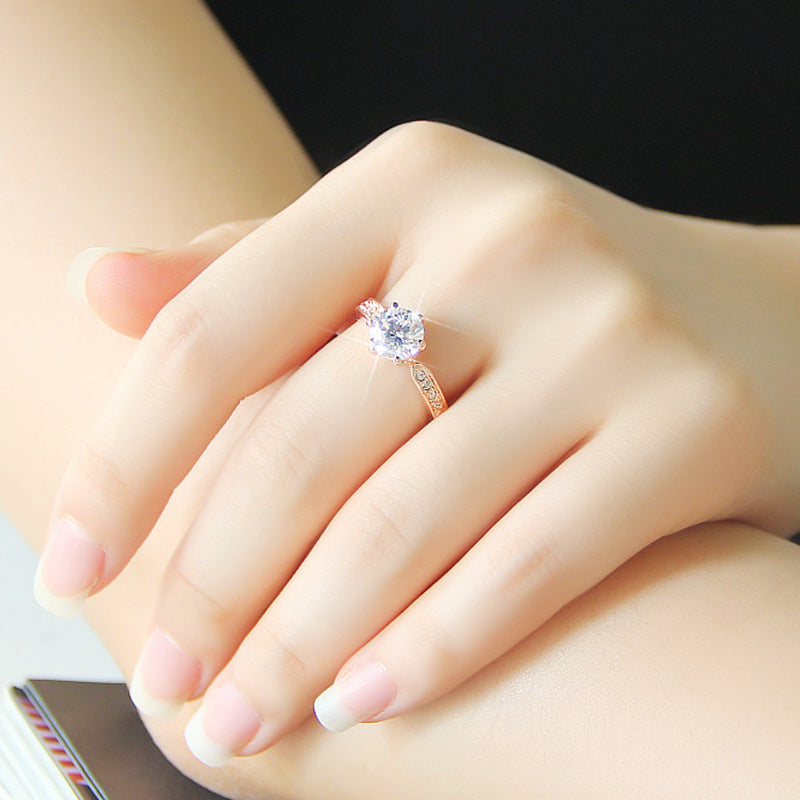 Elegant and luxurious wedding ring, women's Korean version of the living mouth ring - Korvel