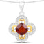 Pendentif en Hessonite et Diamant de 1,63 Carat en Or 18K et Argent Sterling