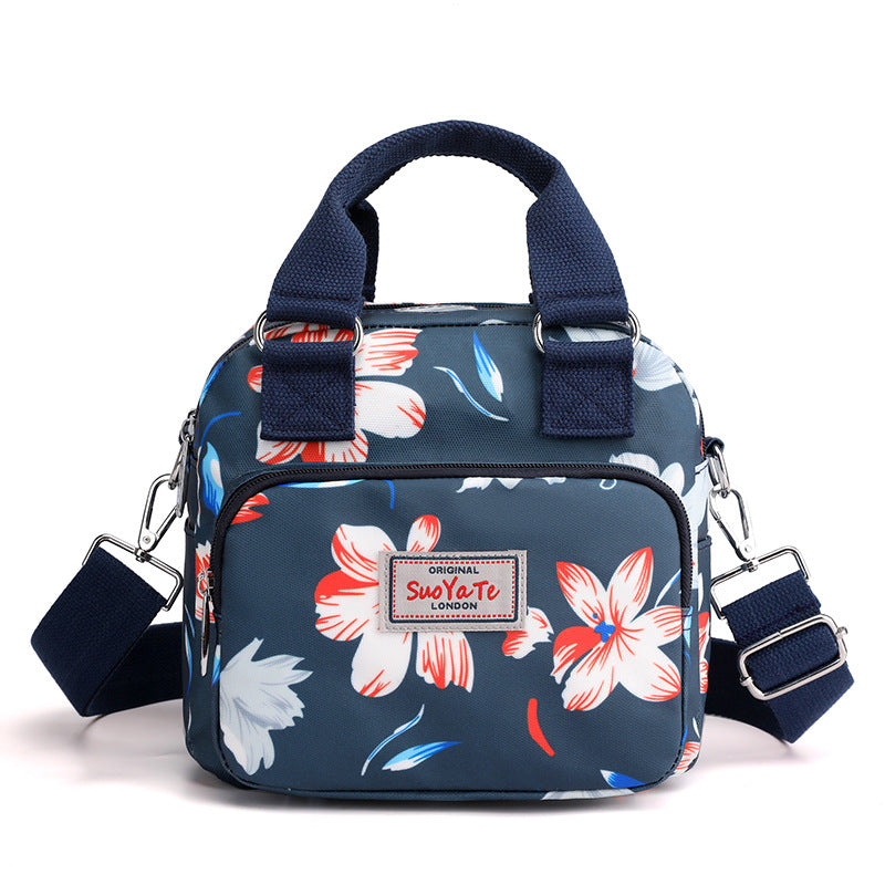 Printed Travel Water-Resistant Nylon Multi-Pocket Tote Bag