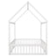 Full Size Wood House Bed with Fence and Door White Wash - Korvel