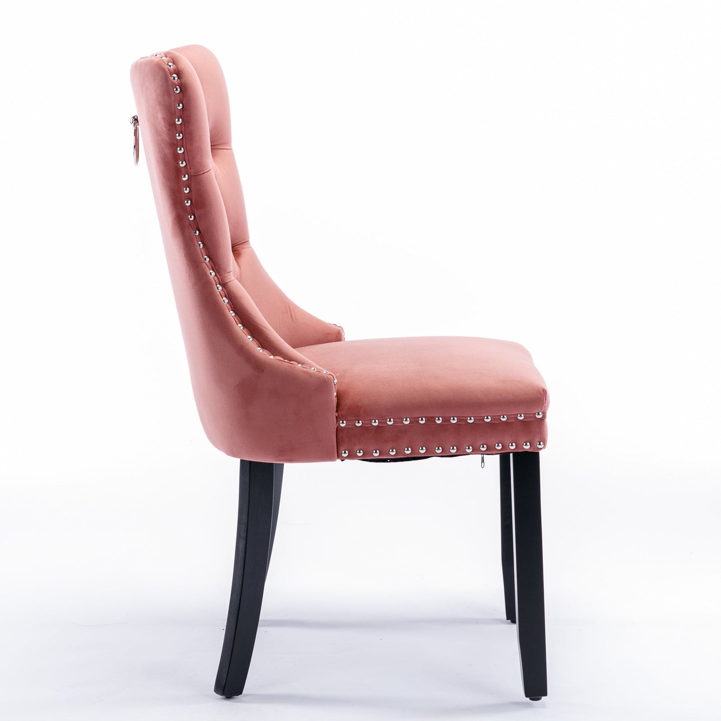 High-end Tufted Solid Wood Contemporary Velvet Upholstered Dining Chair with Wood Legs Nailhead Trim 2-Pcs Set Pink - Korvel