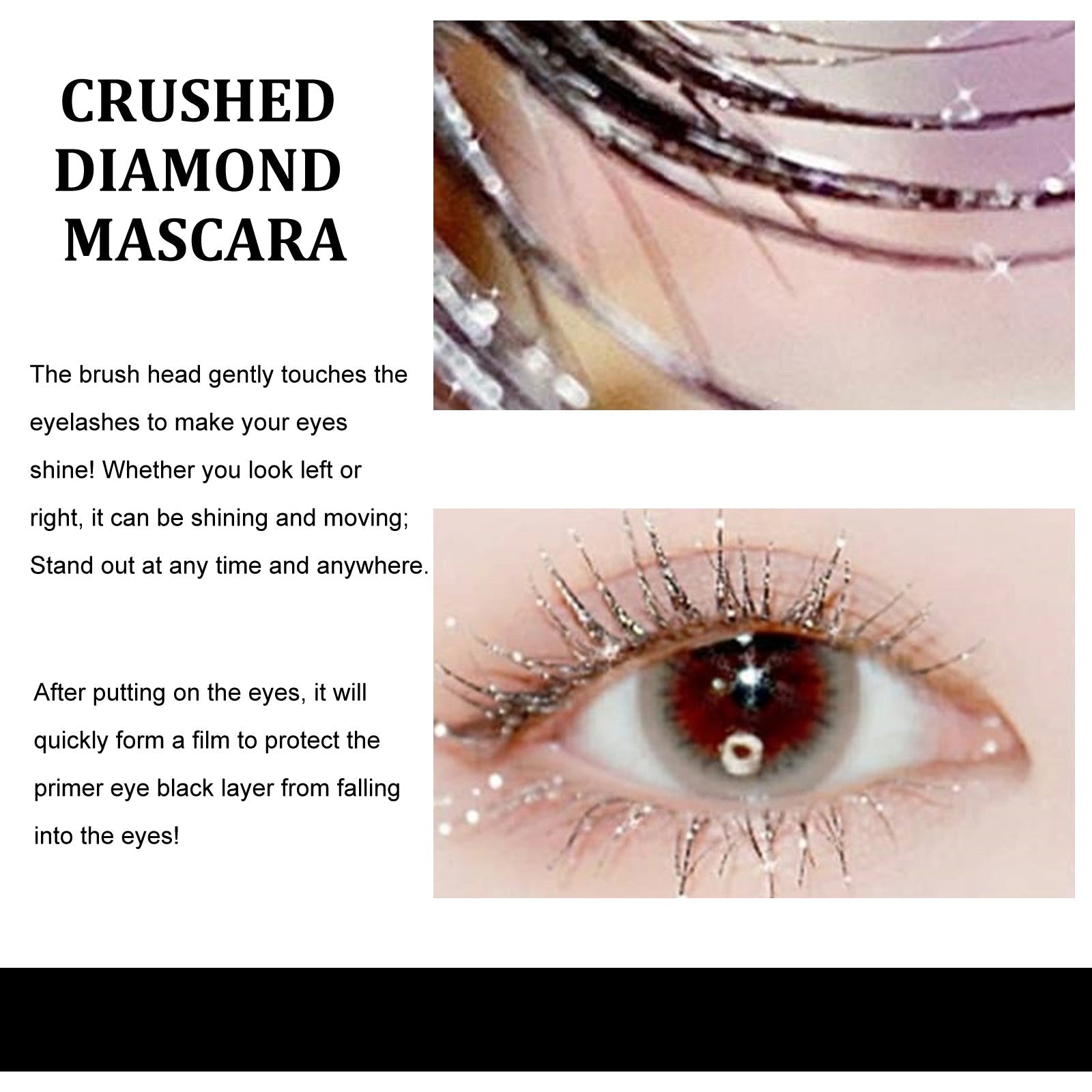 Crushed Diamond Mascara, Set Primer Instant Dry Film Flash Tear Eye Non-Smell-Free Mascara - Korvel