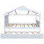 Wood Full Size House Bed with Twin Size Trundle and Storage  White - Korvel