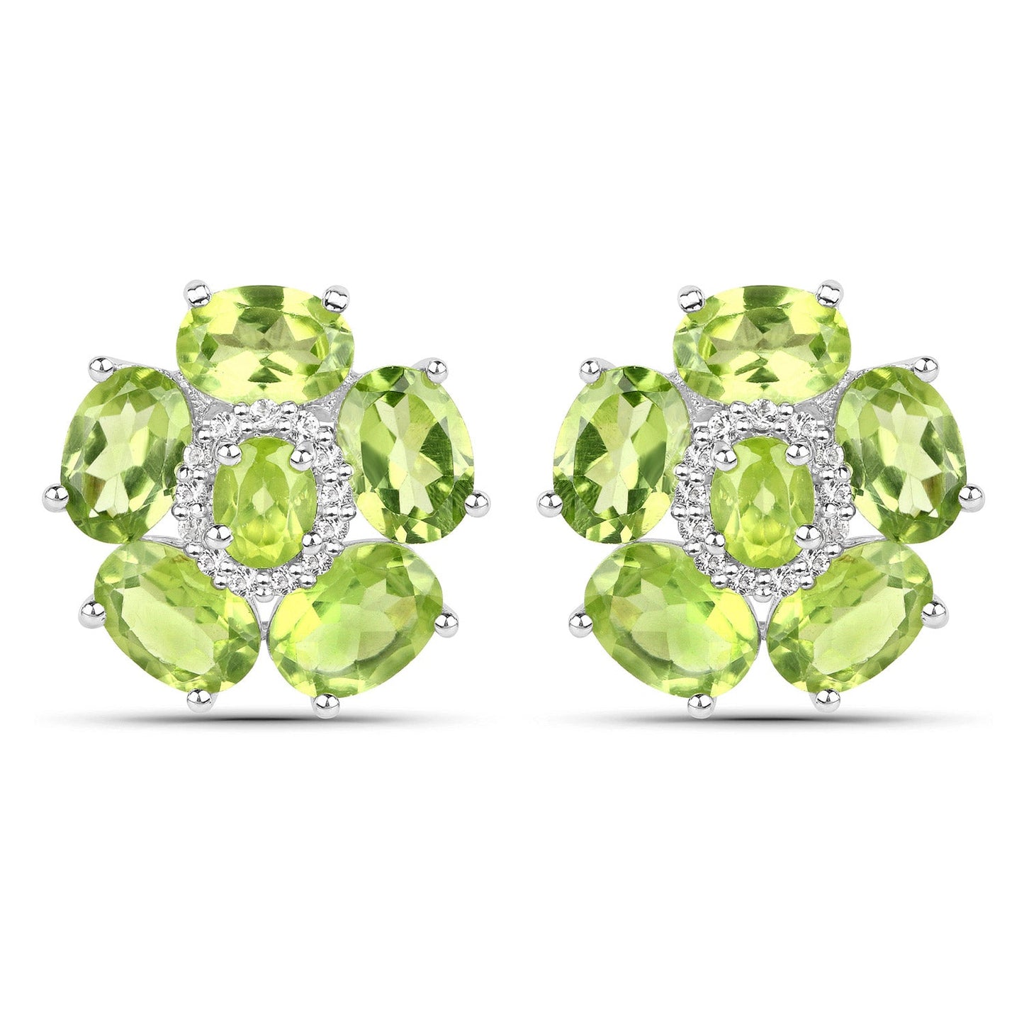 Pendientes de Peridoto y Topacio Blanco Chapados en Oro Blanco de 18K