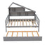 Full Size Platform Bed with Trundle and Shelves Gray - Korvel