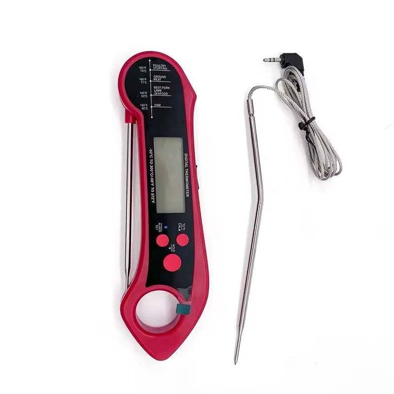 Foldable IP7 digital thermometer with dual probes: for cooking, BBQ, meat, grilling, food kitchen tools. - Korvel
